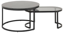 Load image into Gallery viewer, Spiro Coffee Table Black Marble Glass And Metal Base 2pcs 70cm
