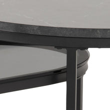 Load image into Gallery viewer, Spiro Coffee Table Black Marble Glass And Metal Base 2pcs 70cm