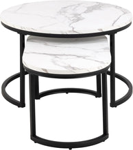 Load image into Gallery viewer, Spiro Coffee Table White Marble Metal Base 2pcs 70cm