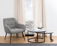 Load image into Gallery viewer, Spiro Coffee Table White Marble Metal Base 2pcs 70cm