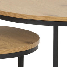 Load image into Gallery viewer, Spiro Coffee Table In Oak Melamine Finish And Metal Base 2pcs 80cm