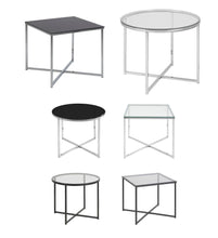 Load image into Gallery viewer, Cross Glass Designer Lamp Or Side Table In Clear, Smoked or Black, Round or Square Shape