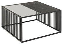 Load image into Gallery viewer, Strington Super Coffee Table, Square With Black Marble Top Glass And Metal Base 80cm