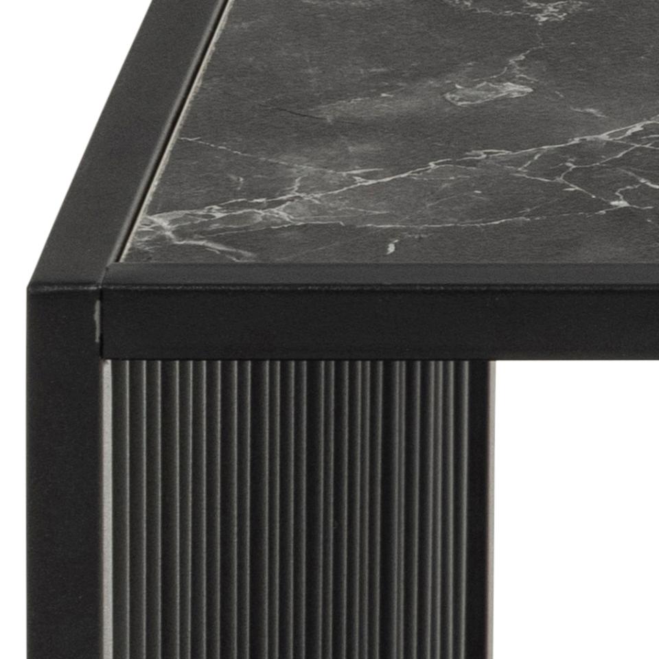 Strington Super Coffee Table, Square With Black Marble Top Glass And Metal Base 80cm