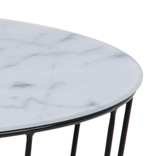 Load image into Gallery viewer, Sunmoon Space Saving Designer Coffee Table In White Marble Glass 76x45cm And 58x40cm