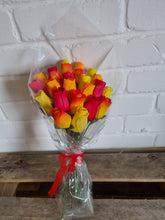 Load image into Gallery viewer, Bouquet Of 24 Mixed Yellow and Red Wooden Roses - Sunset