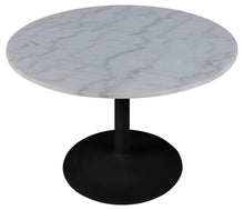 Load image into Gallery viewer, Tarifa Solid Marble Dining Table 110cm Round White Top With Powder Coated Black Metal Base
