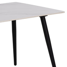 Load image into Gallery viewer, Wicklow White Ceramic Marble Print Dining Table With Black Metal Base 140cm