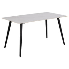 Load image into Gallery viewer, Wicklow White Ceramic Marble Print Dining Table With Black Metal Base 140cm