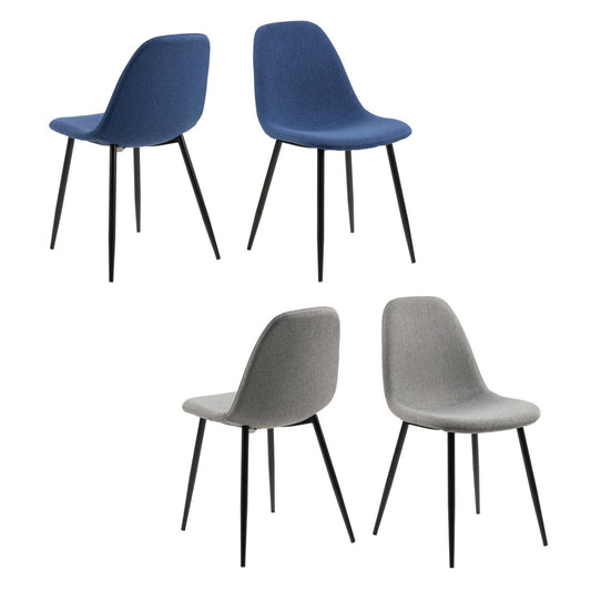 Wilma Bellana Fabric Chair In Grey Or Blue With Black Powder Coated Legs, Set Of 4