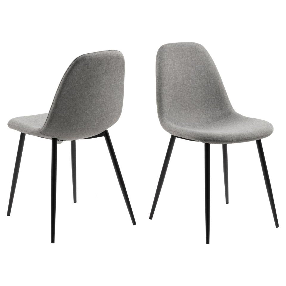 4 x Wilma Bellana Fabric Chair In Grey Or Blue With Black Powder Coated Legs, Set Of 4