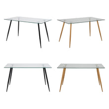 Load image into Gallery viewer, Wilma Modern Dining Table Clear Glass With Oak Or Black Metal Legs 140 x 80 cm