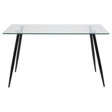 Load image into Gallery viewer, Wilma Modern Dining Table Clear Glass With Oak Or Black Metal Legs 140 x 80 cm
