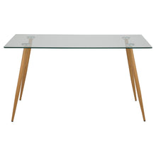Load image into Gallery viewer, Wilma Modern Dining Table Clear Glass With Oak Or Black Metal Legs 140 x 80 cm