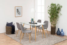Load image into Gallery viewer, Wilma Modern Dining Table Clear Glass With Oak Or Black Metal Legs 140 x 80 cm