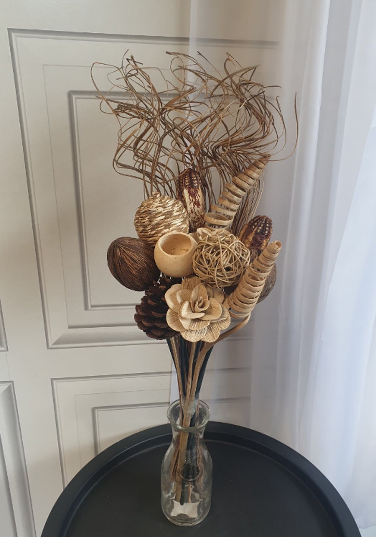 Exotic Wooden Dried and Artificial Flower Bouquet In Brown and Gold Neutrals 12 or 18 Stems 50-70m tall