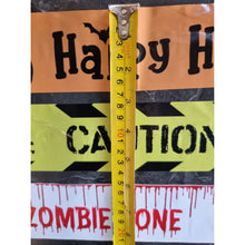 Load image into Gallery viewer, 3 Pack Fright Tape Happy Halloween Caution Do Not Enter Zombie Zone Keep Out 3 Metre Length
