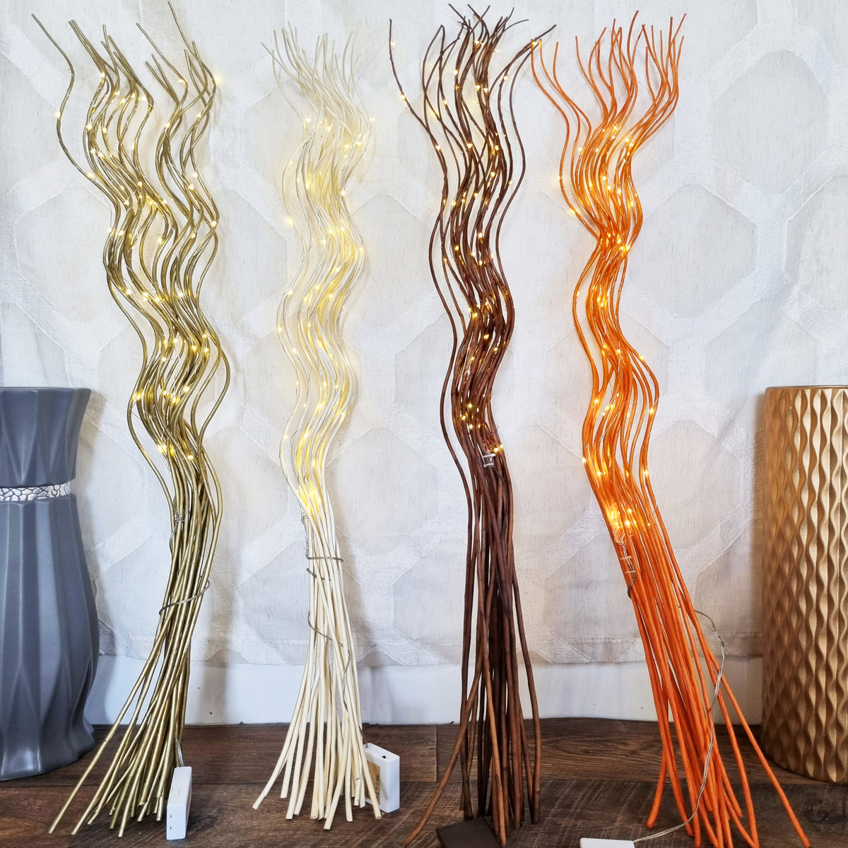Tall Spiral 80 LED Light Up Willow Twigs Bunch Battery Operated 120cm Home Decor