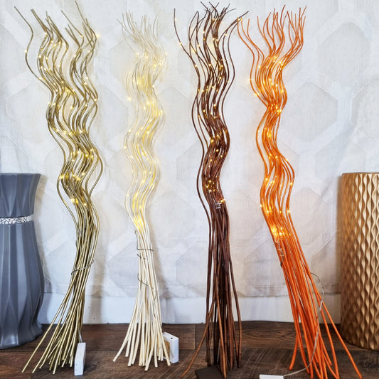 Tall Spiral 80 LED Light Up Willow Twigs Bunch Battery Operated 120cm Home Decor