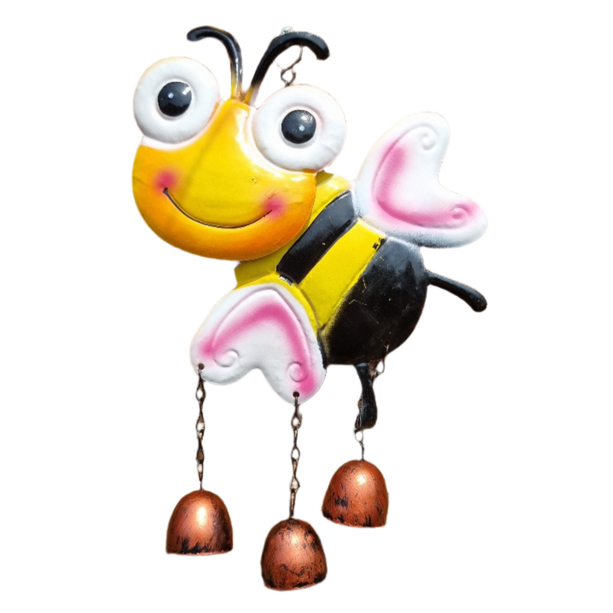Let it Bee Garden Wind Chime - Very Cute Yellow and Black Bee Metal Wind Chime