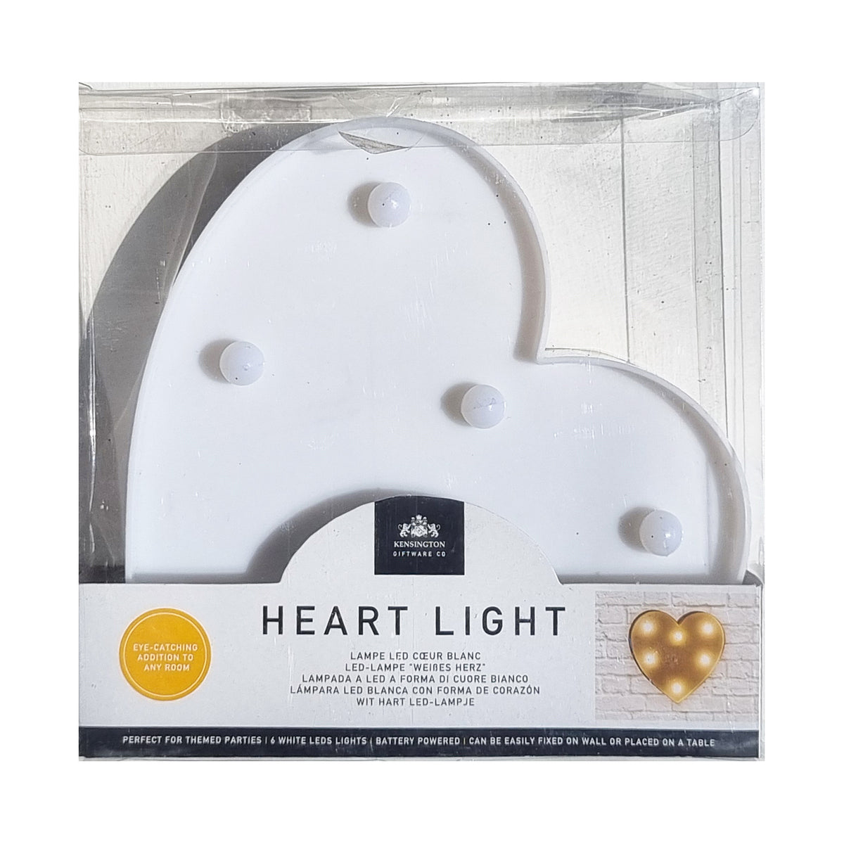 White Heart 17cm x 16cm Battery Operated LED Light