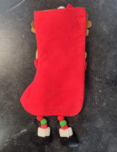 Load image into Gallery viewer, Plush Reindeer Christmas Stocking with Dangly Feet, Large Felt Xmas Decoration 60cm
