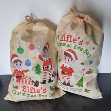 Load image into Gallery viewer, Drawstring Elf Christmas Eve Bag Sack Stocking - 55cm x 36cm
