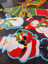 Load image into Gallery viewer, Christmas Card Characters Pack Of 6 Large Santa Snowman Decs Giant Gift Tags
