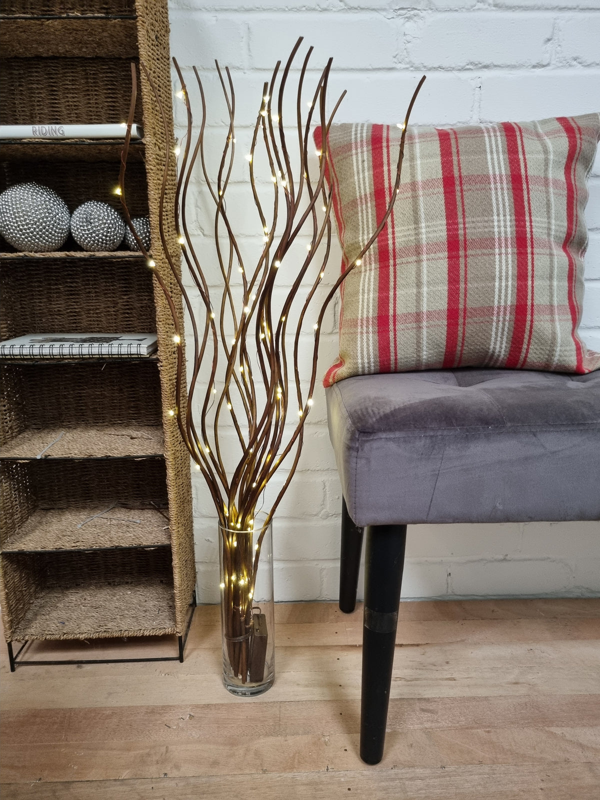 Spiral Willow Twig Branch Lights – 85cm Decorative 80 LED Table Light Twigs for Vase Display