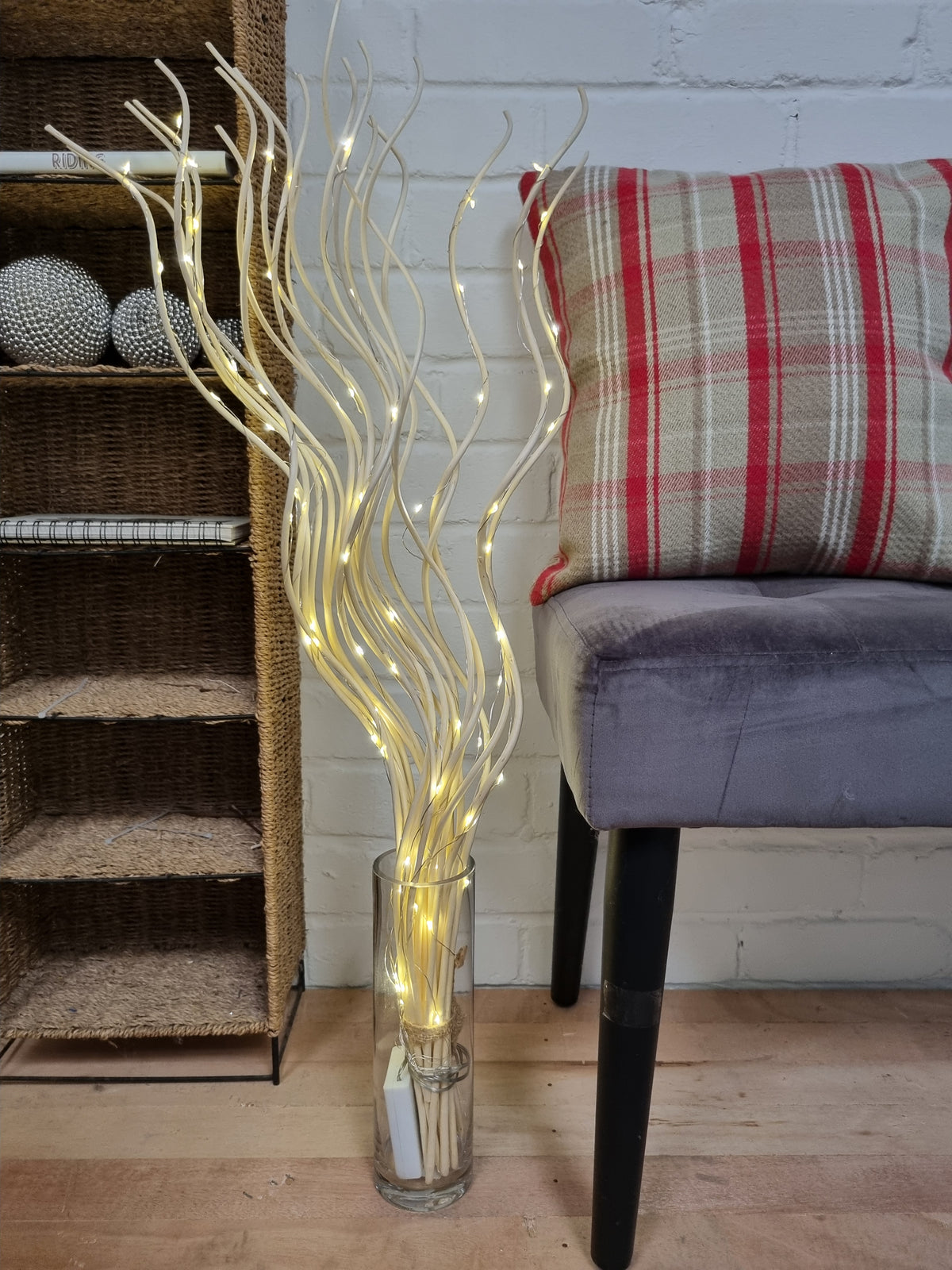 Spiral Willow Twig Branch Lights – 85cm Decorative 80 LED Table Light Twigs for Vase Display