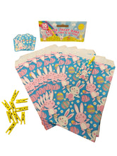 Load image into Gallery viewer, Easter-themed treat bags with bunny designs on a brown background
