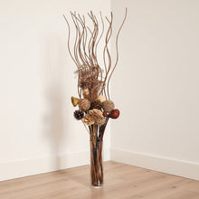 Load image into Gallery viewer, Decorative vase with branches and pinecones on a wooden floor against a white wall

