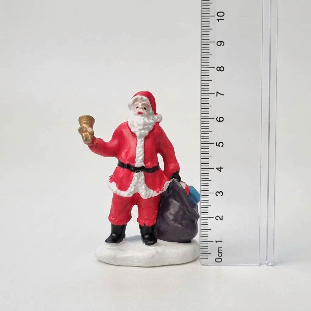 Miniature Resin Santa Figurine with Bell, 6 cm