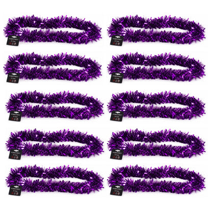 Metallic Purple Tinsel – 2 Metre Long 10cm Wide 6 Ply – Christmas Tree, Fireplace & Party Decoration – 1, 5 or 10 Pack