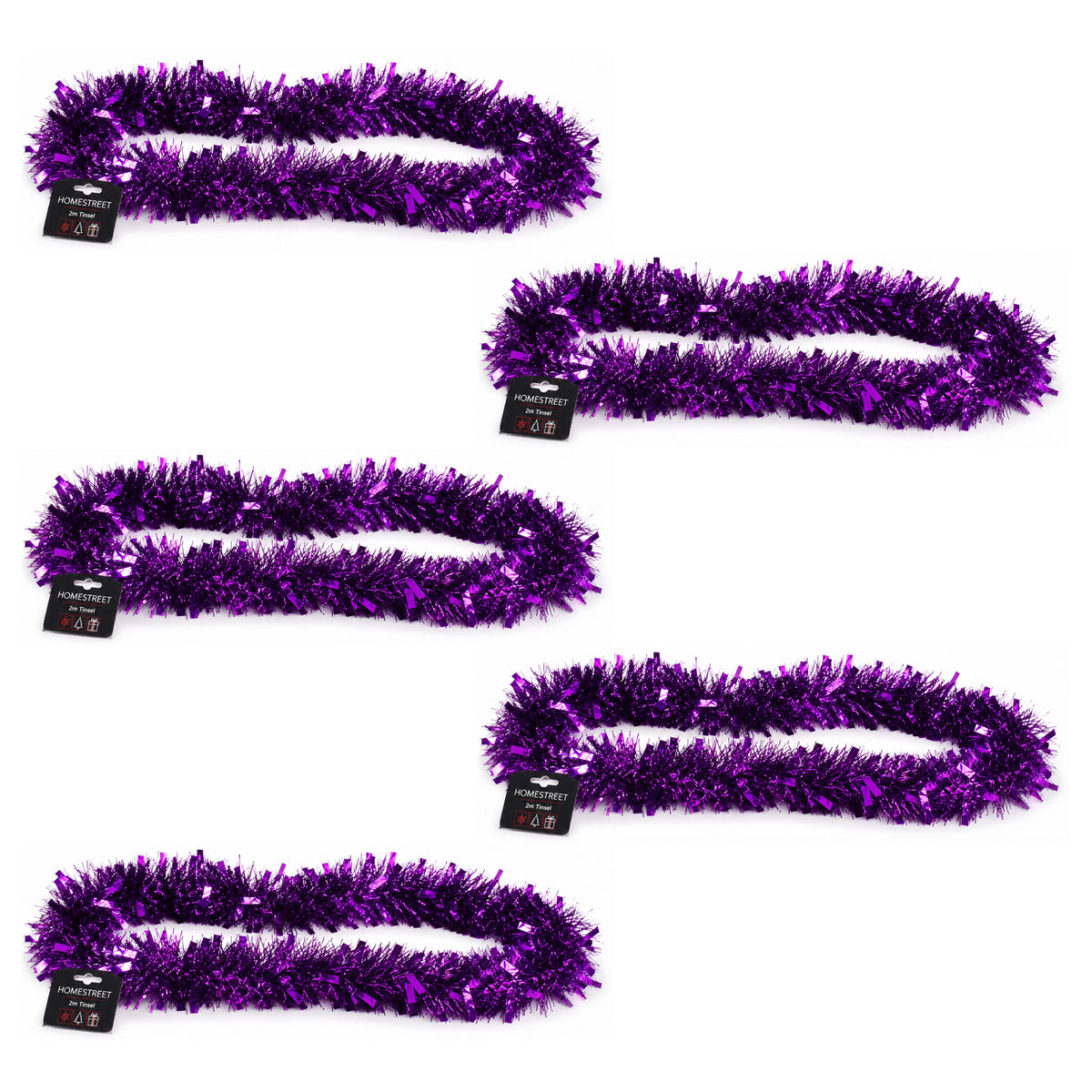 Metallic Purple Tinsel – 2 Metre Long 10cm Wide 6 Ply – Christmas Tree, Fireplace & Party Decoration – 1, 5 or 10 Pack