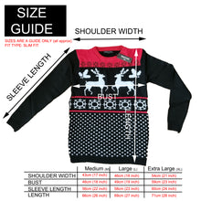 Load image into Gallery viewer, Traditional Print Christmas Jumper Reindeers Black White Unisex Xmas Novelty Dress Up Men Women
