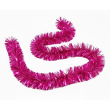 Load image into Gallery viewer, 2m Metallic Pink Tinsel – 10cm Wide 6 Ply Sparkly Tinsel – Christmas Tree, Fireplace &amp; Party Decoration – 1, 5 or 10 Pack
