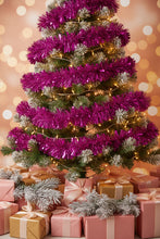 Load image into Gallery viewer, 2m Metallic Pink Tinsel – 10cm Wide 6 Ply Sparkly Tinsel – Christmas Tree, Fireplace &amp; Party Decoration – 1, 5 or 10 Pack
