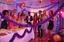 Load image into Gallery viewer, Metallic Purple Tinsel – 2 Metre Long 10cm Wide 6 Ply – Christmas Tree, Fireplace &amp; Party Decoration – 1, 5 or 10 Pack
