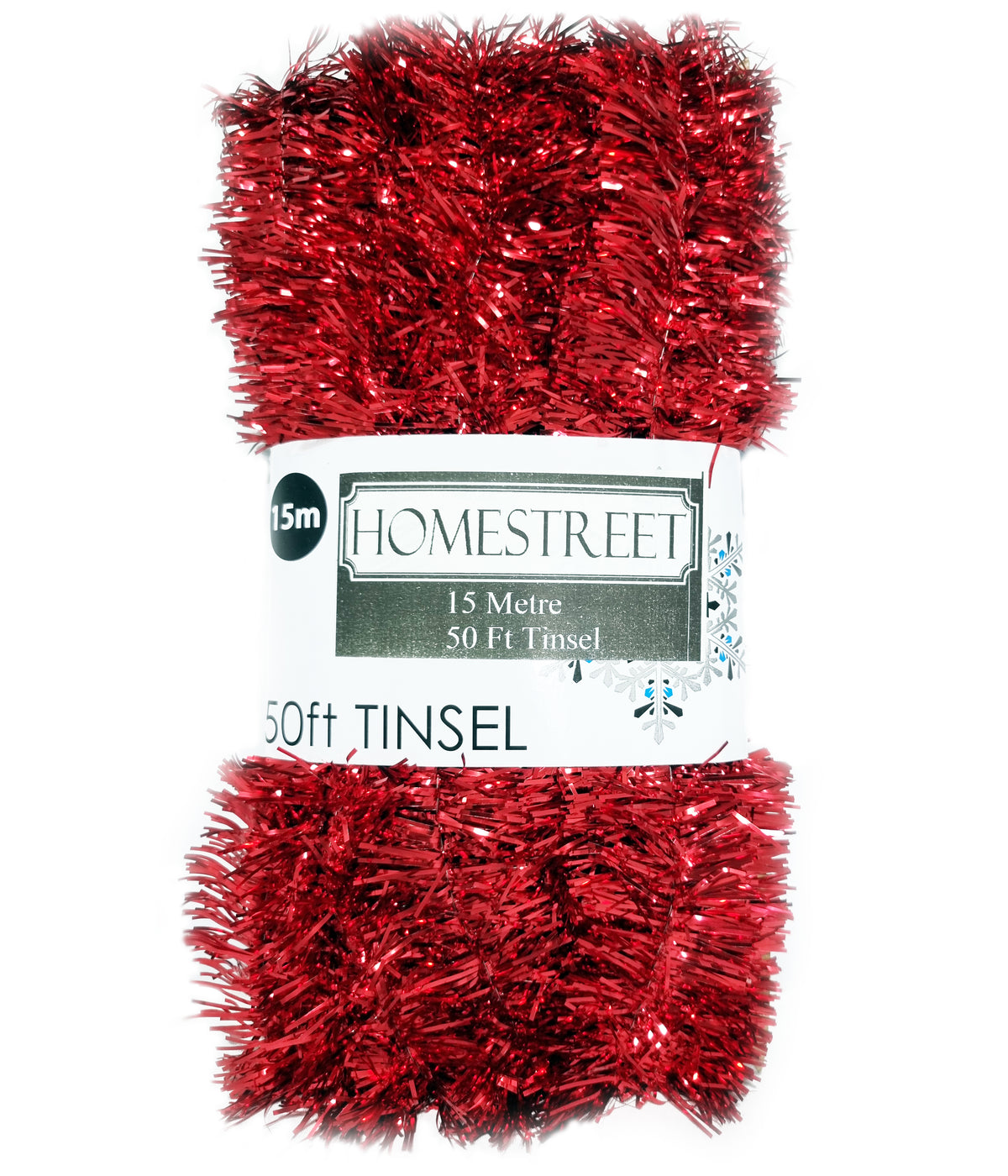 Very Long Red Christmas Tinsel, 50 Foot 15 Metre Xmas Holiday Home Office Decoration