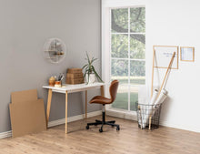 Load image into Gallery viewer, Raven Office Desk With Birch Wood Legs And Modern White Top 117x58cm
