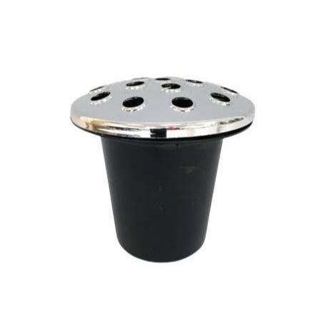 Black Flower Pot With Stylish Chrome Mirror Top For Displaying Flowers Memorial Or Decor