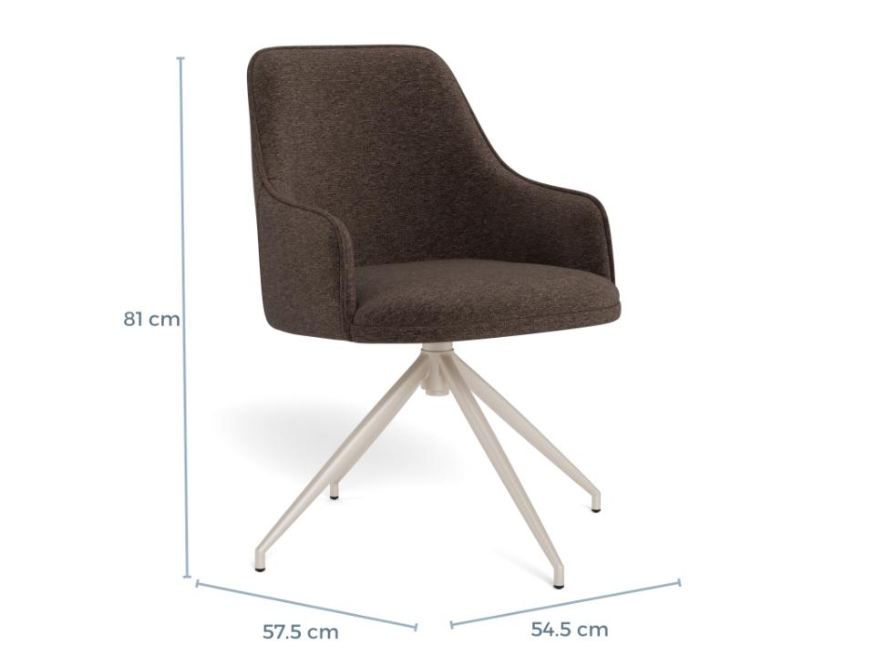 Brown Adia dining chair with dimensions on a white background