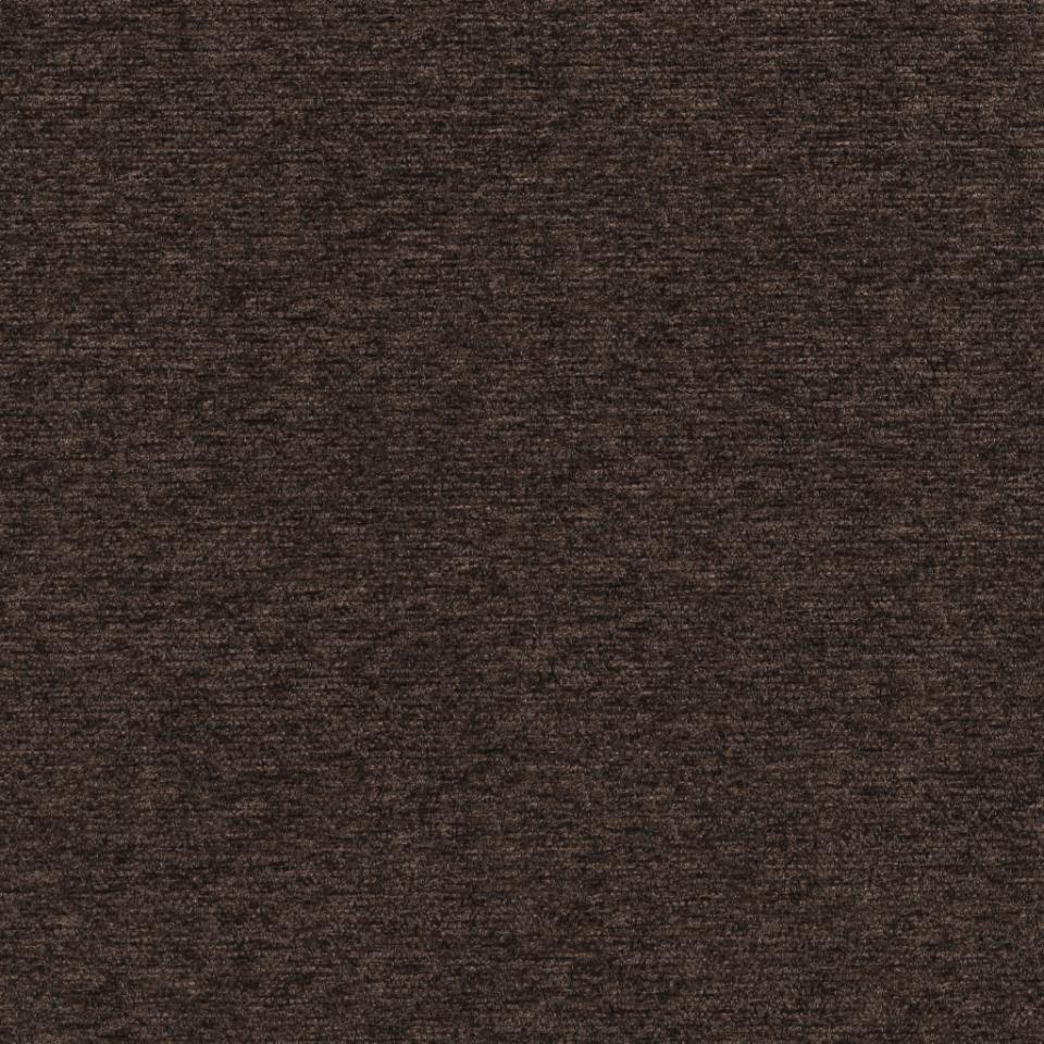 A close-up texture shot of a dark brown heathered fabric, showing a fine woven pattern.