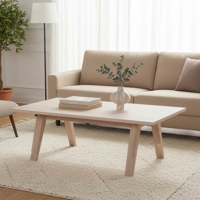 A-Line Grande Wooden Coffee Table In White Oiled Oak Spacious 130x70cm