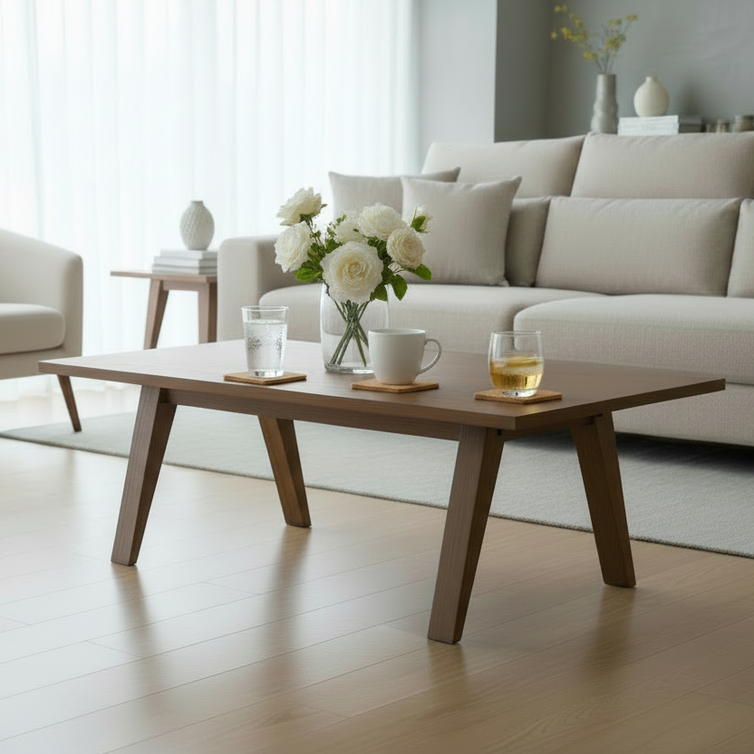 A-Line Grande Wooden Coffee Table In Brown Smoked Oak Spacious 130x70cm