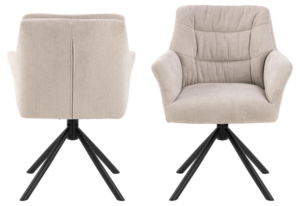 Alonso Caso Fabric Swivel Dining Chair With Armrests Pocket Springs And Metal Legs, Set Of 2
