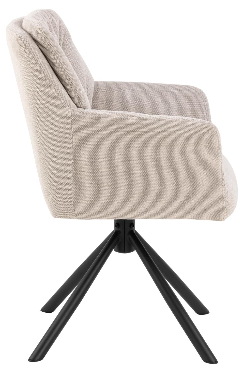 Alonso Caso Fabric Swivel Dining Chair With Armrests Pocket Springs And Metal Legs, Set Of 2