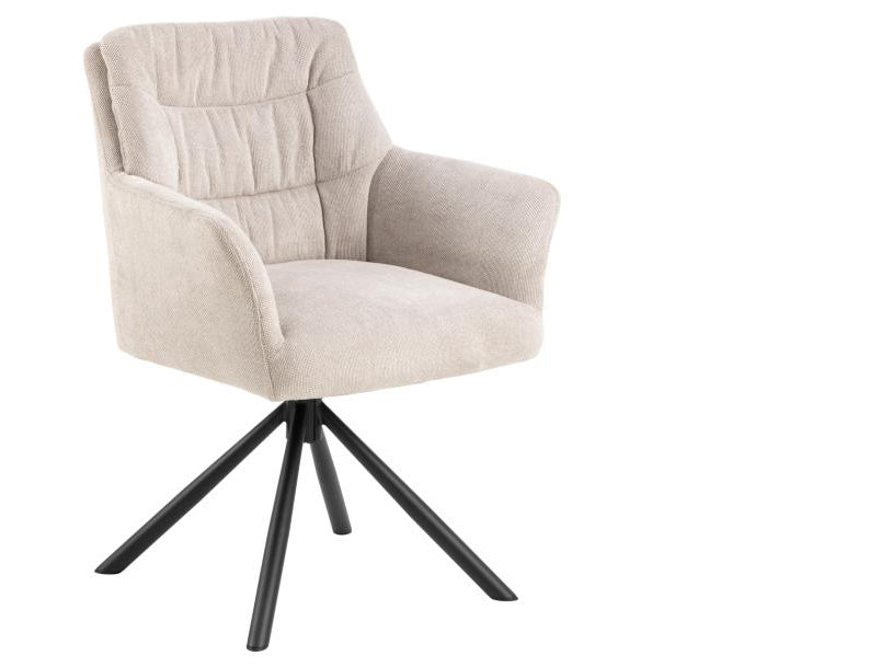 Alonso Caso Fabric Swivel Dining Chair With Armrests Pocket Springs And Metal Legs, Set Of 2