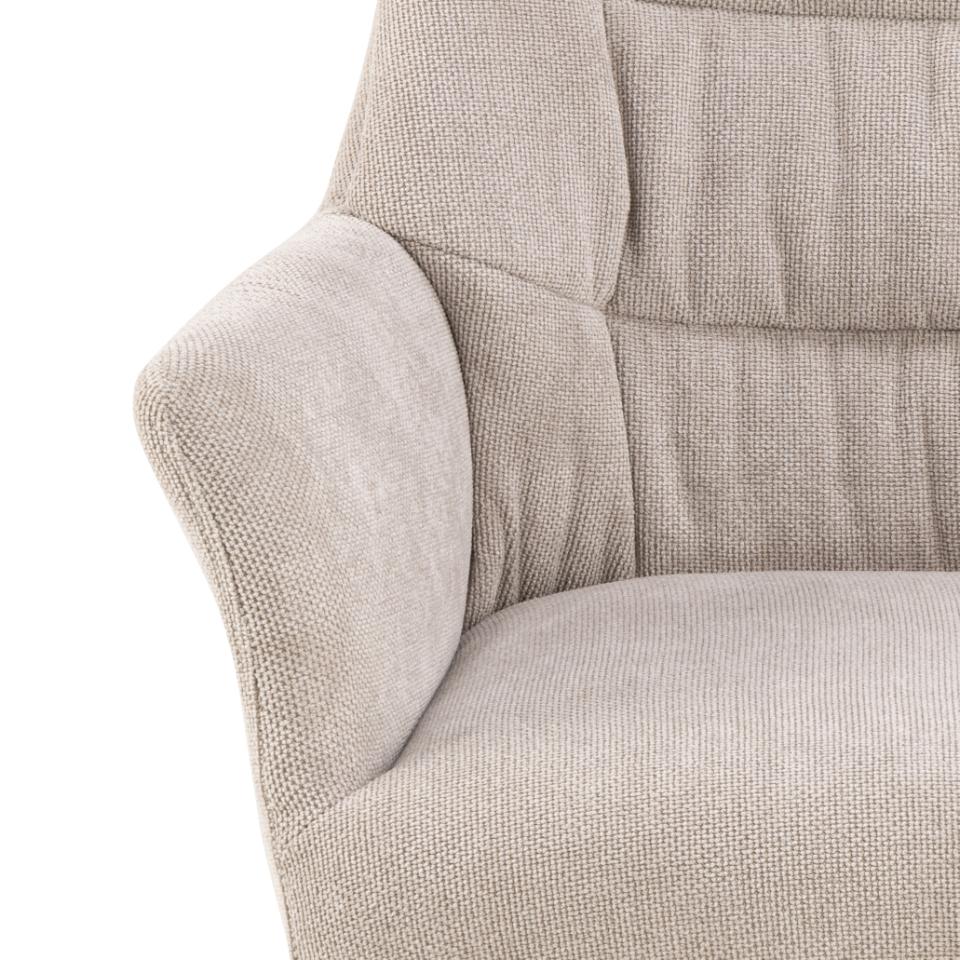 Alonso Caso Fabric Swivel Dining Chair With Armrests Pocket Springs And Metal Legs, Set Of 2
